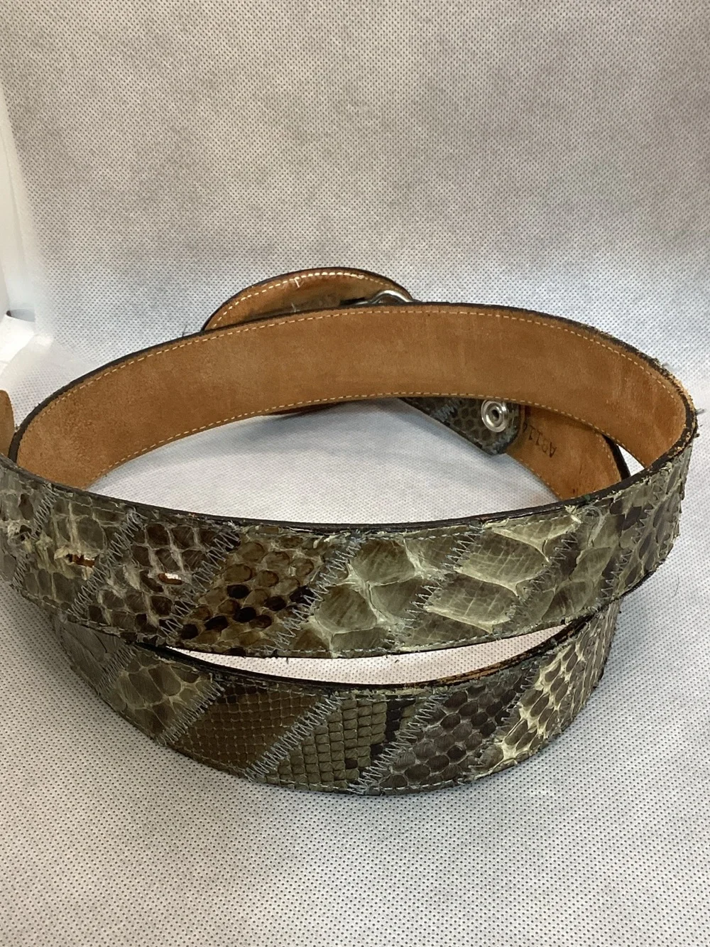 Vintage Acme Python Snakeskin Belt w/ Tony Lama Buckle Western Exotic Belt sz 40 - Picture 2 of 6